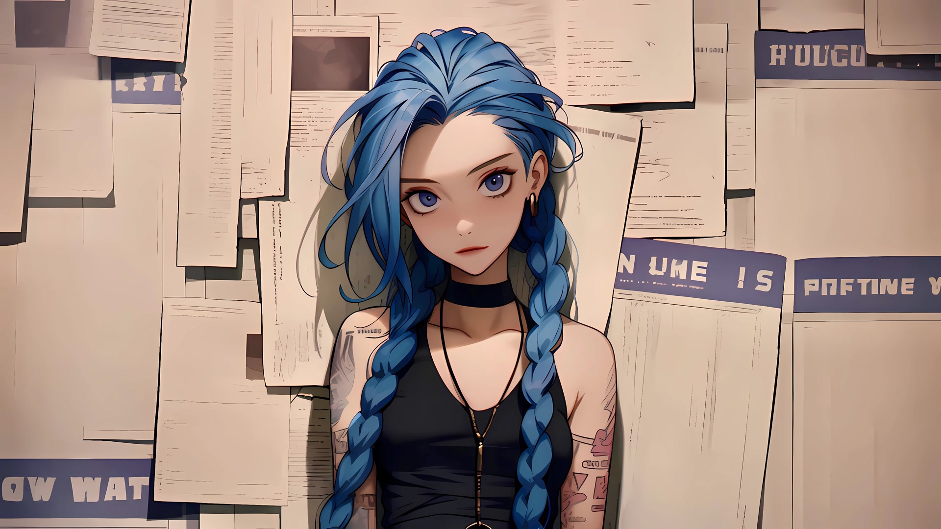 蓝发双辫少女