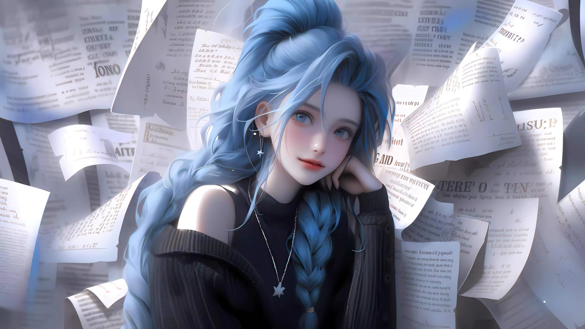 蓝发少女与纸