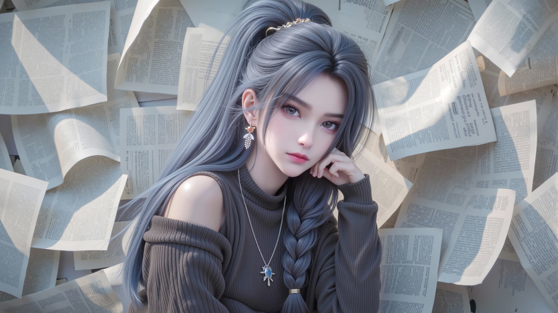 银发书页少女