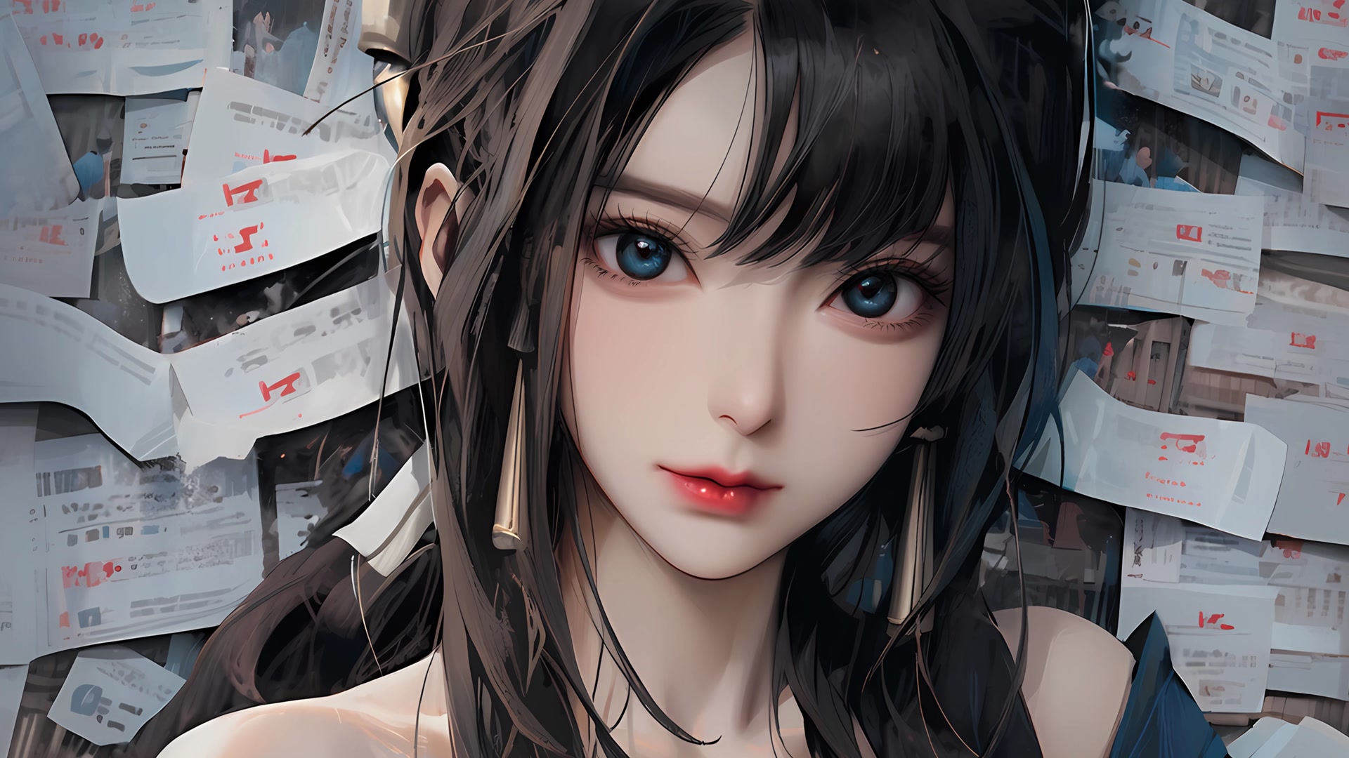 黑发蓝眸少女