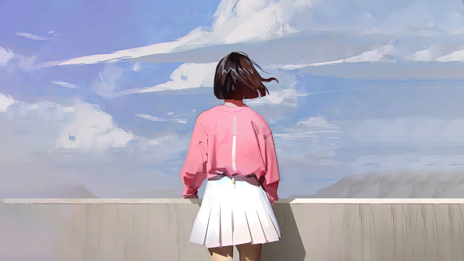 少女凭栏望天