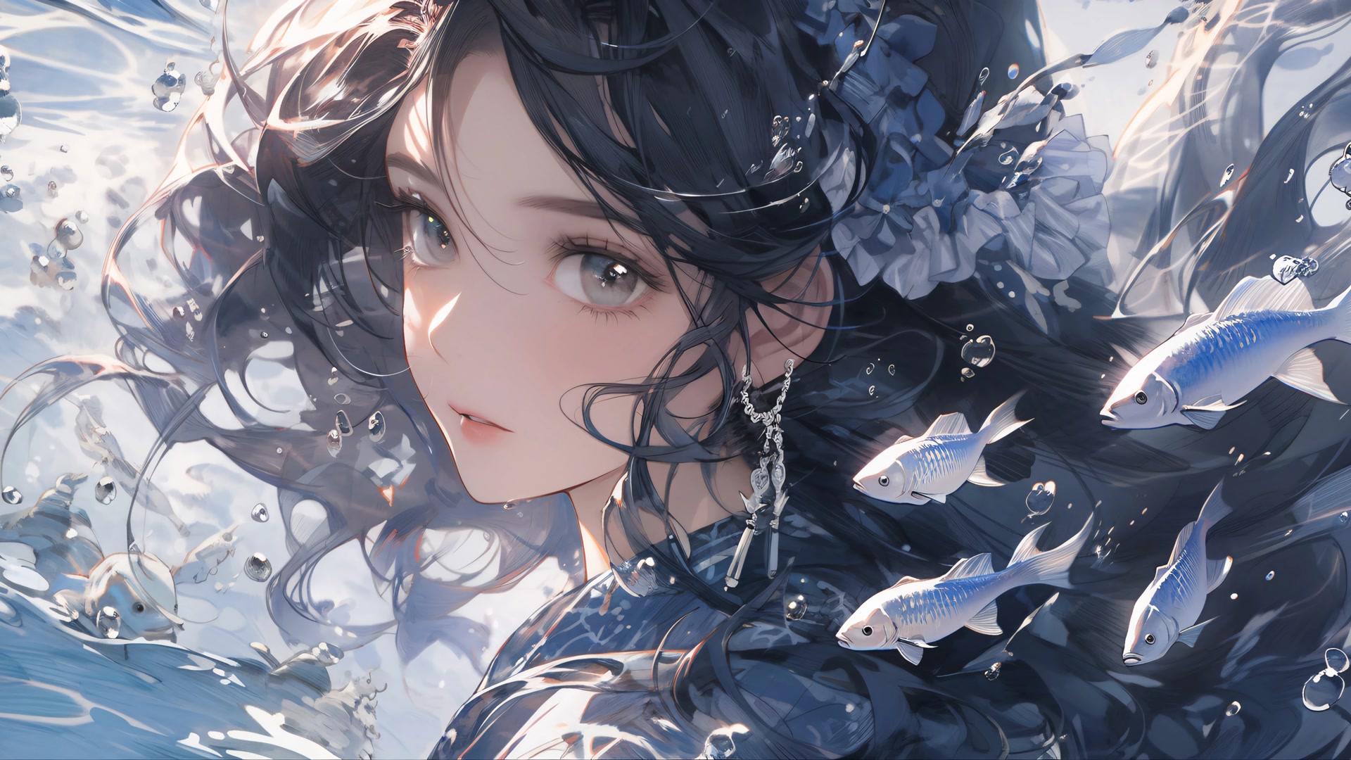 水下少女与鱼