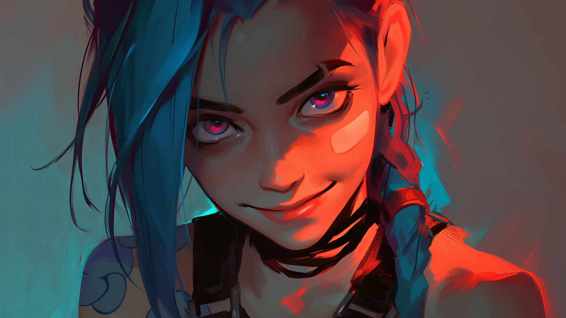 蓝发红眼少女