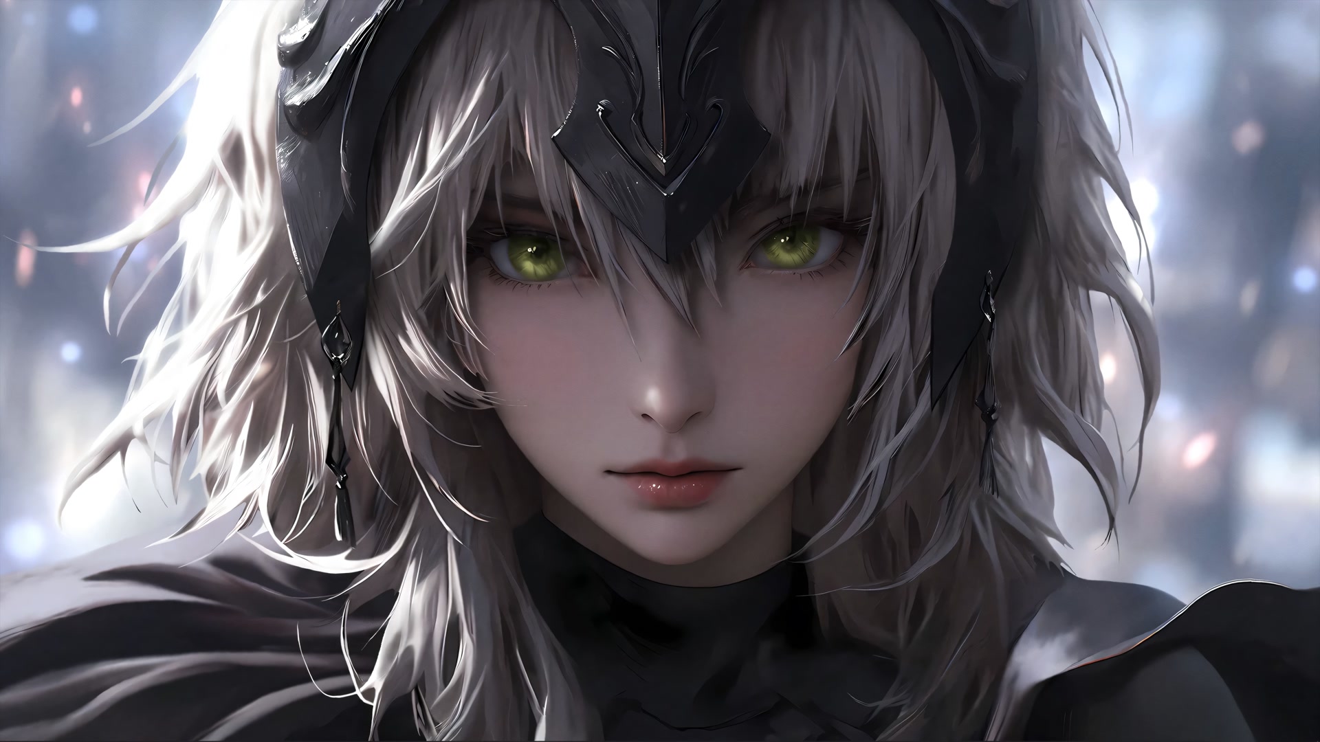 银发绿眼少女