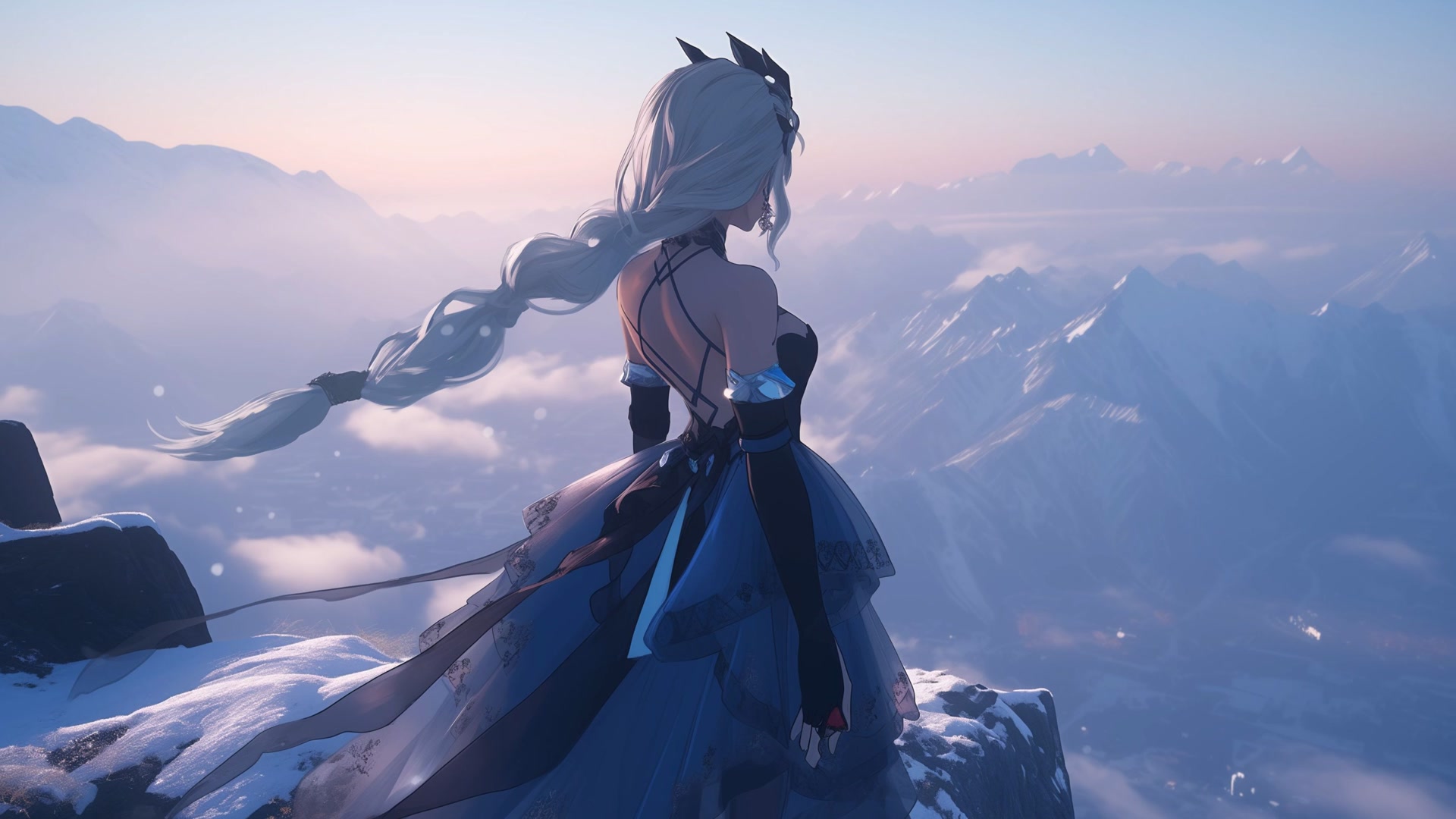 雪山之巅少女