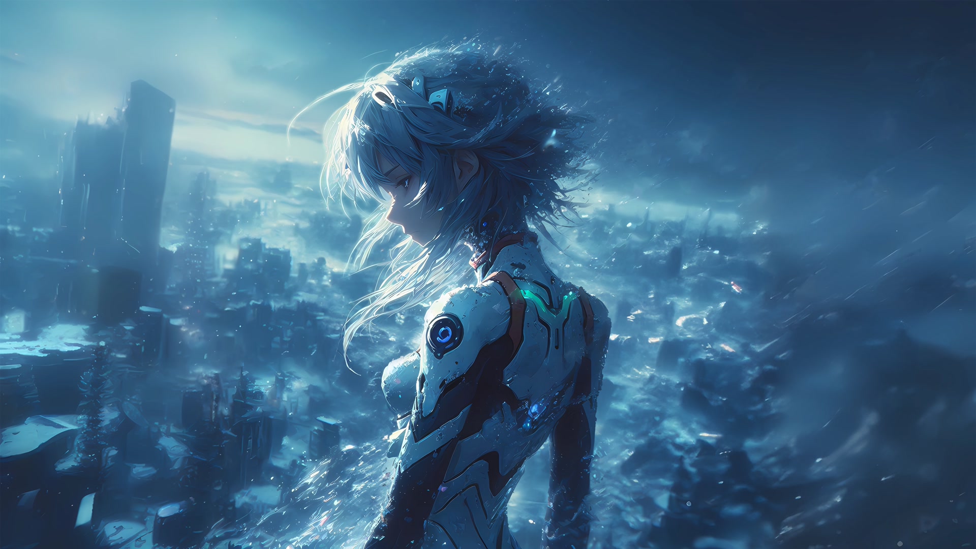 少女凝望废墟