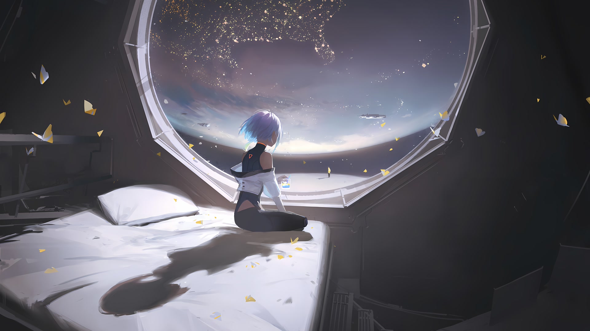 少女太空凝望