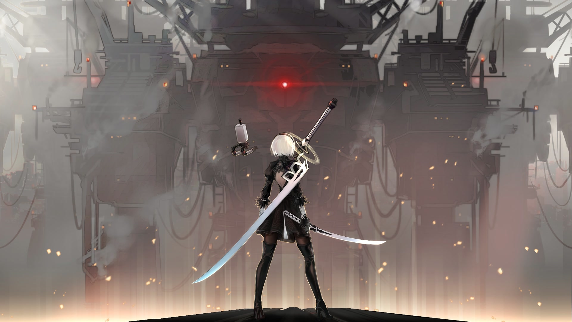 白发少女背剑