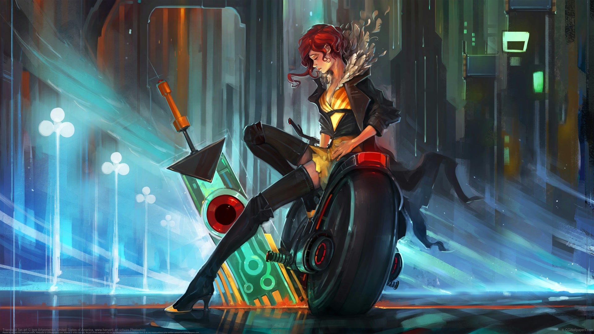 赛博红发少女