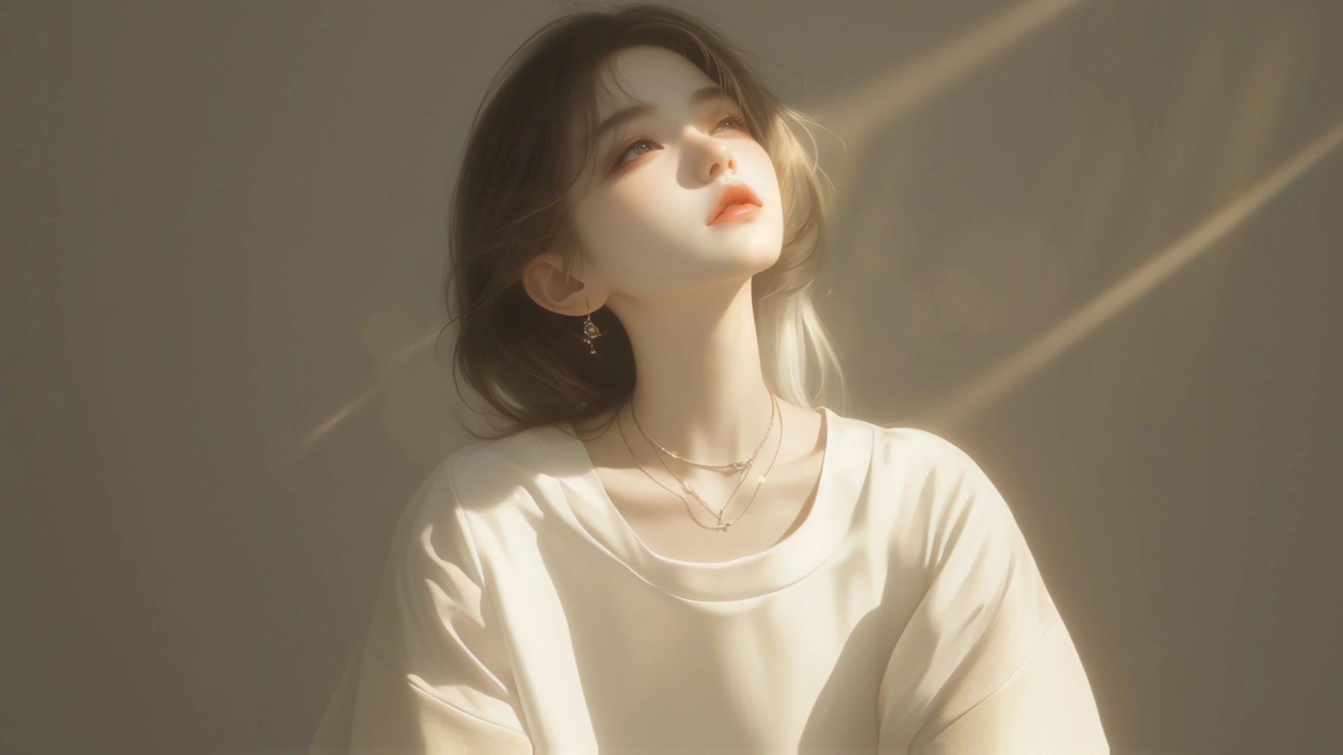 少女仰望暖阳