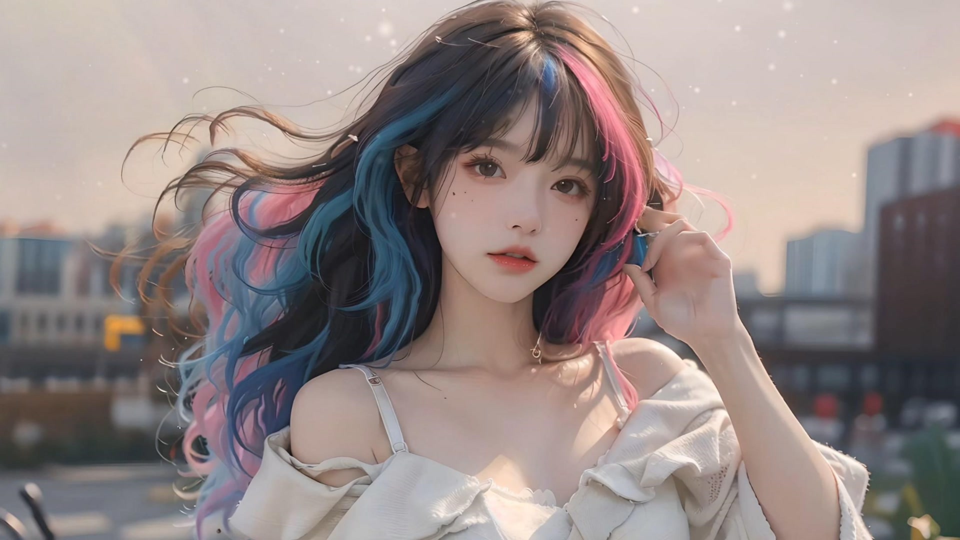 彩色挑染少女