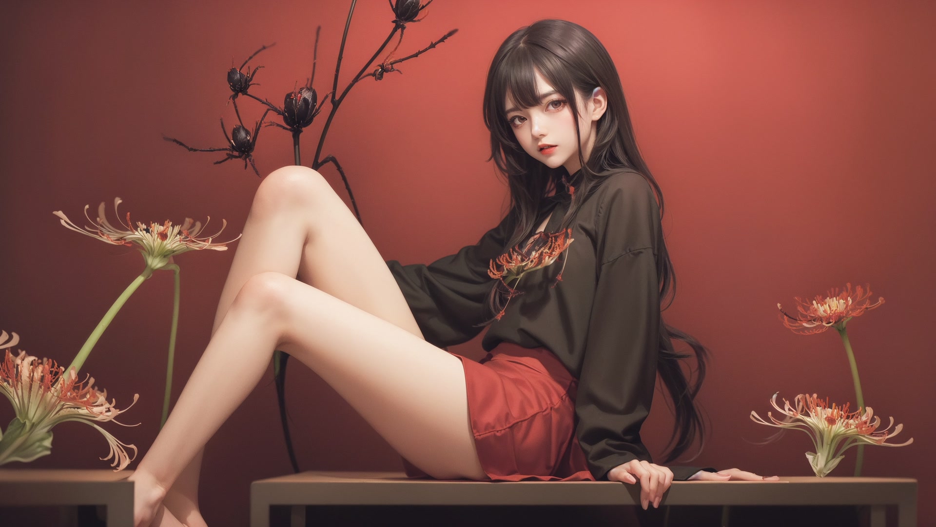 彼岸花下少女