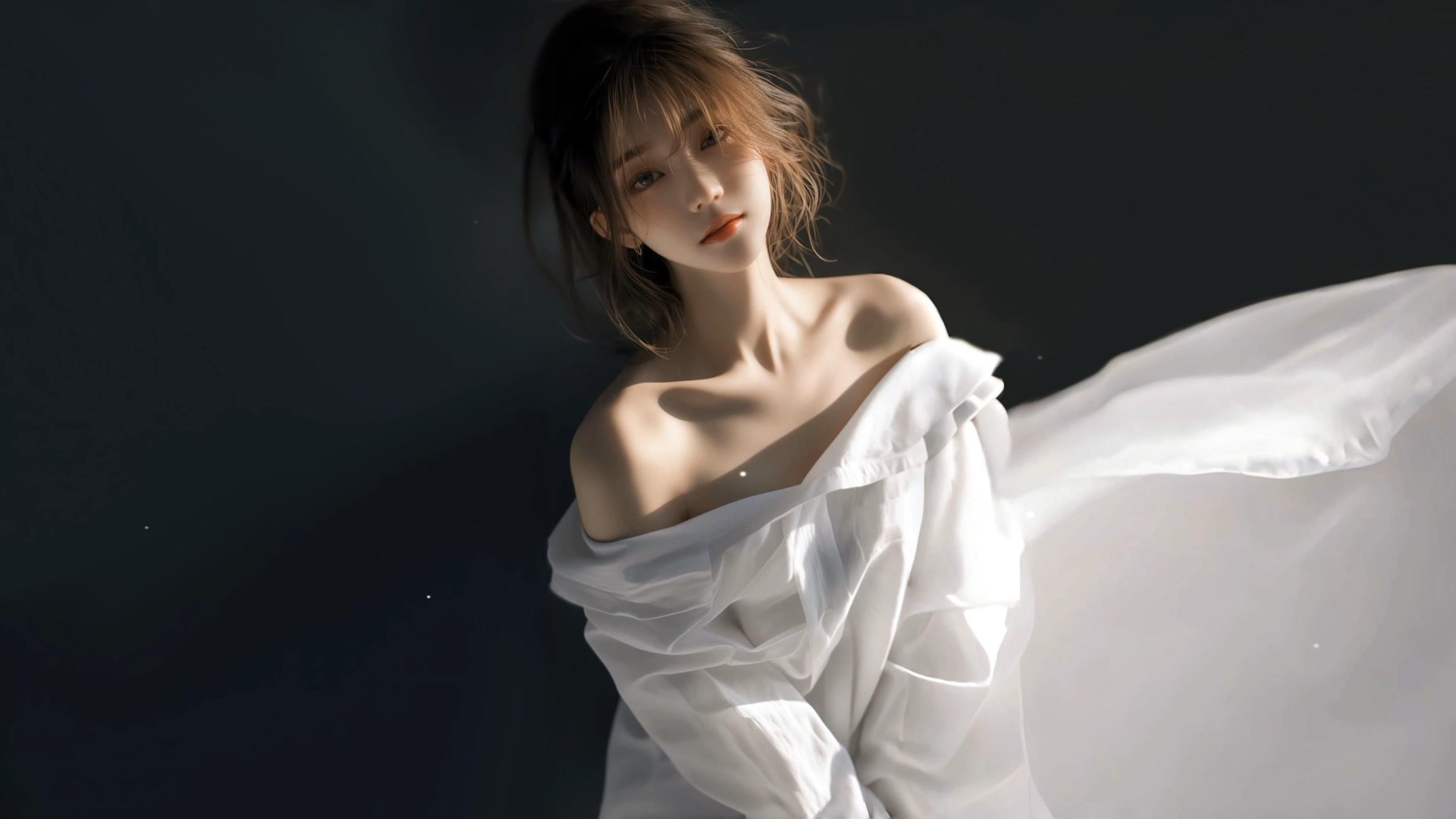 白裙随风飘舞