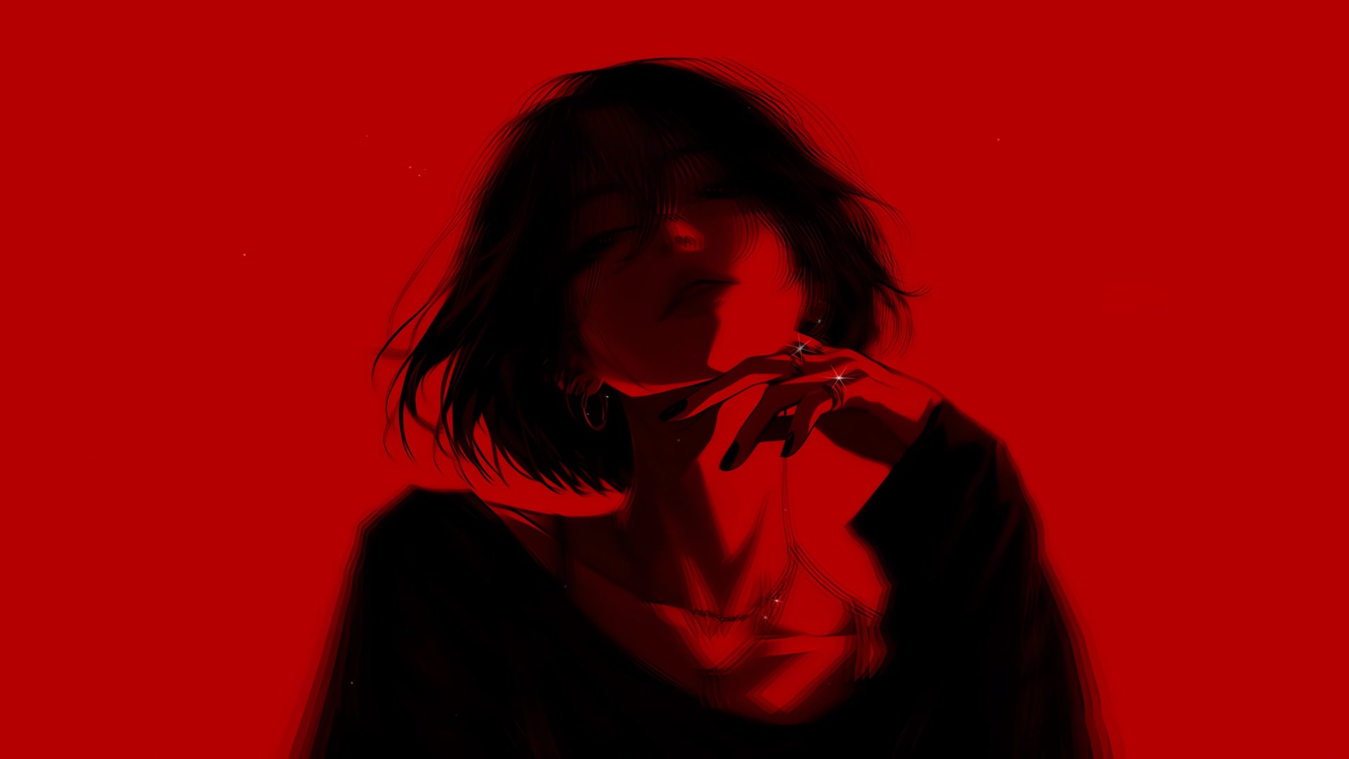 红光照亮少女