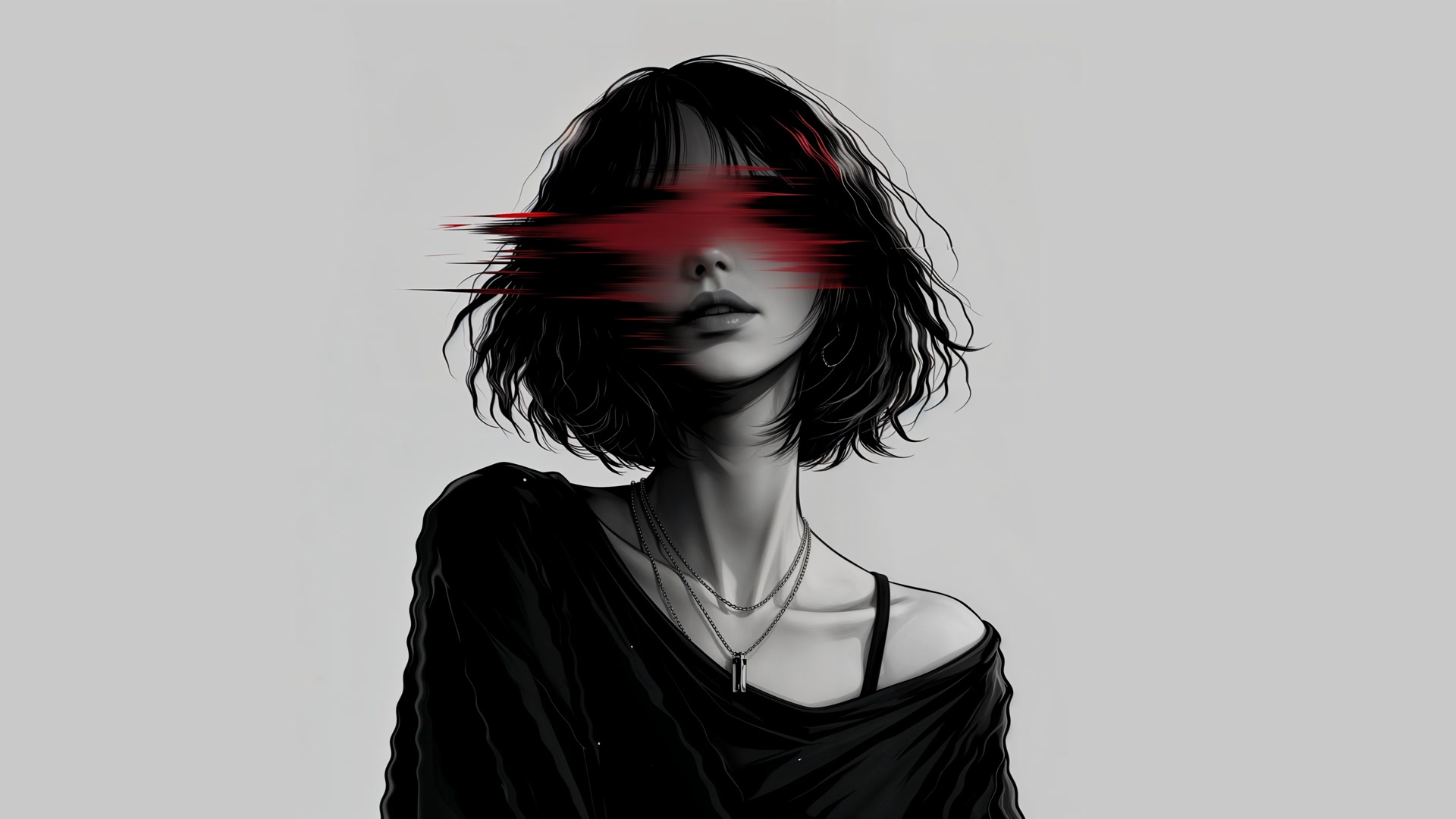 红瞳遮眼少女