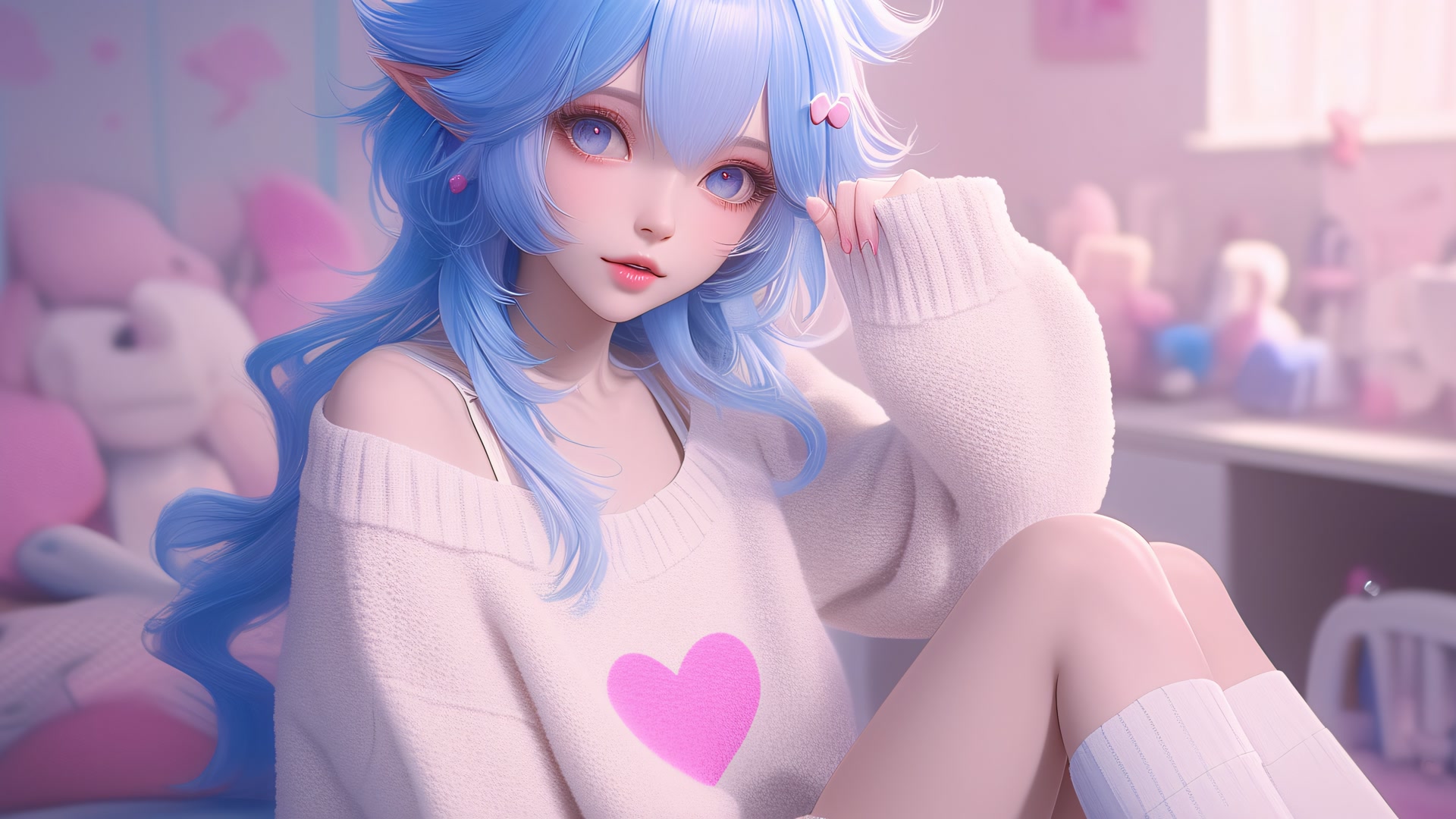 蓝发精灵少女