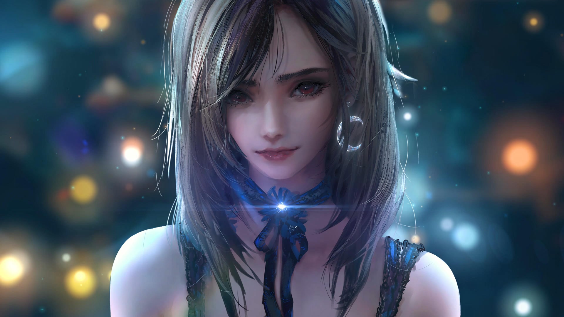 蓝调光影少女