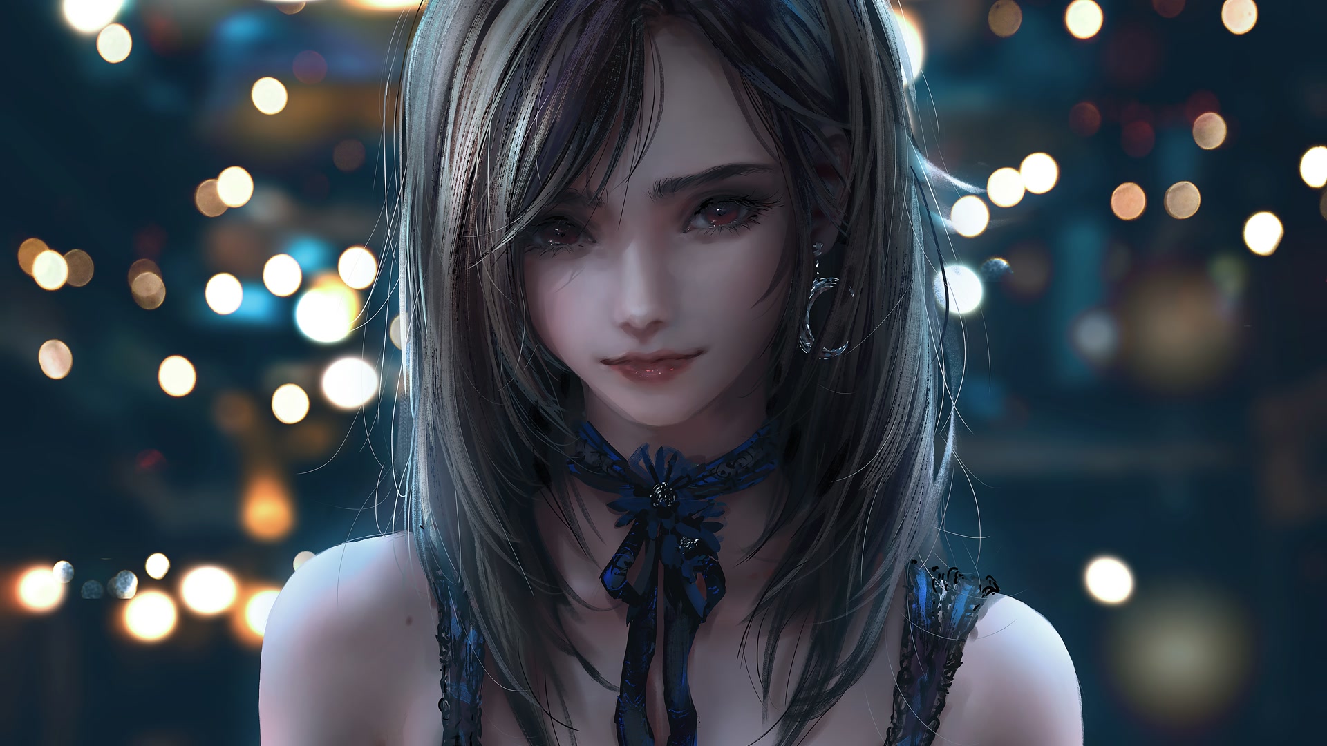 银发少女夜景