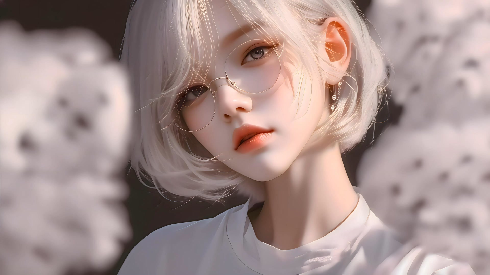 银发眼镜少女