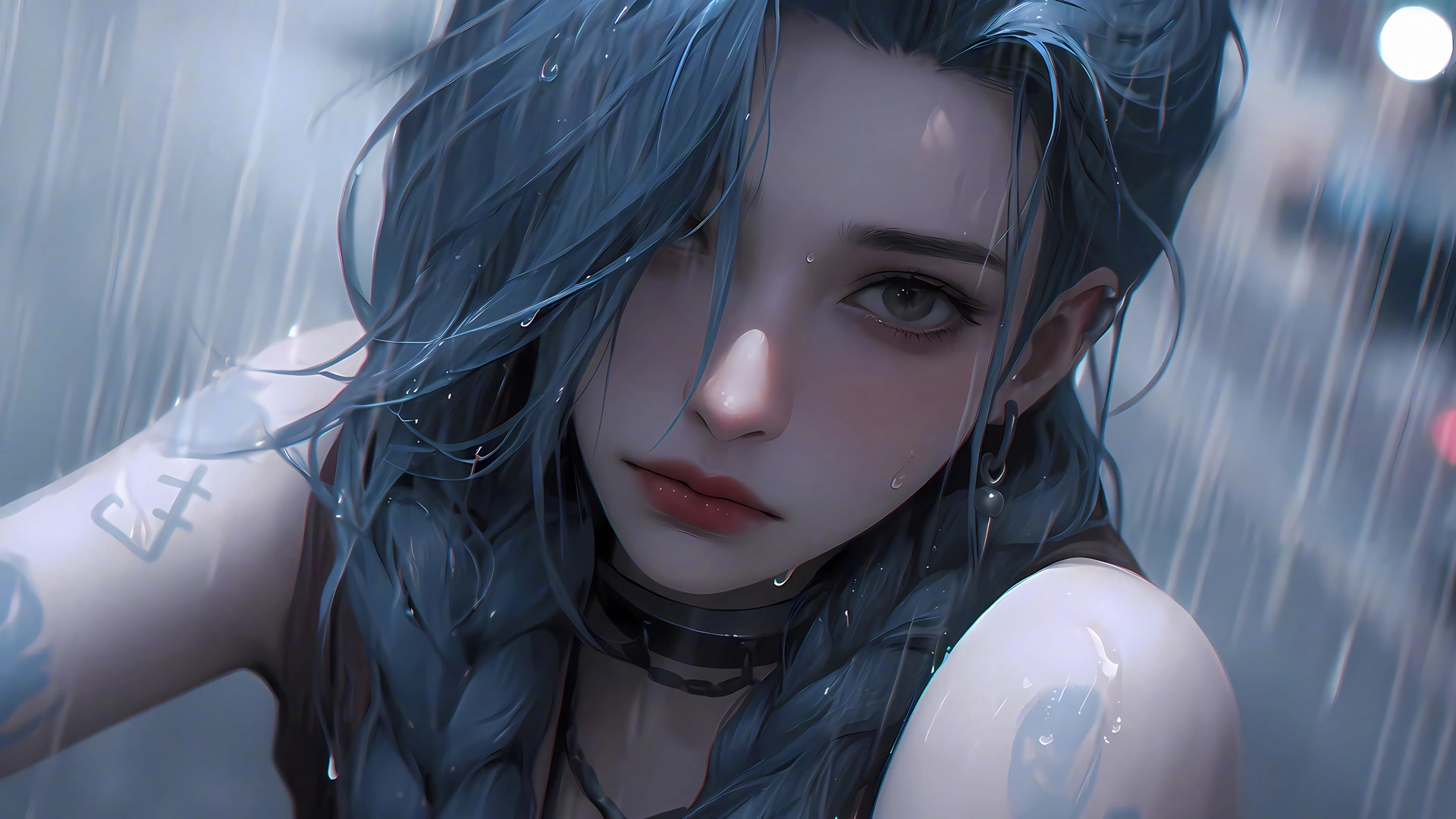 雨夜忧郁少女