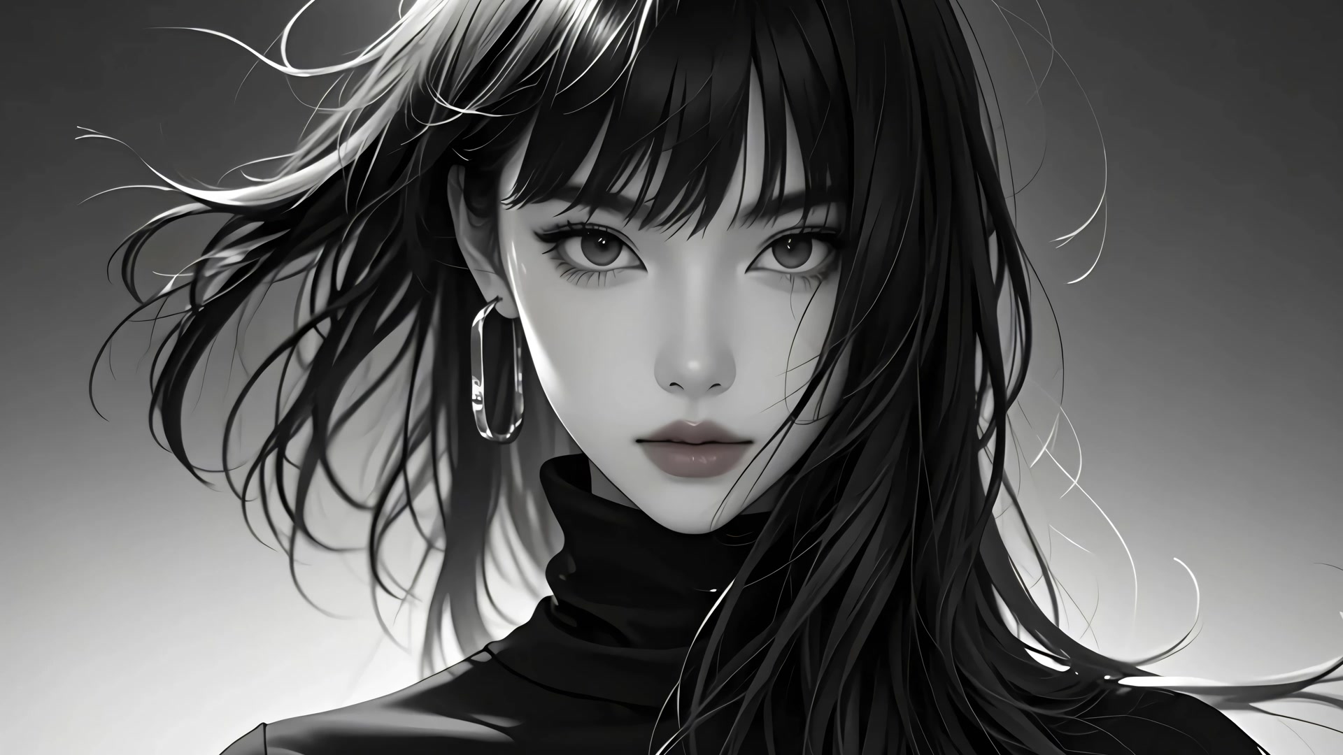 黑白冷艳少女