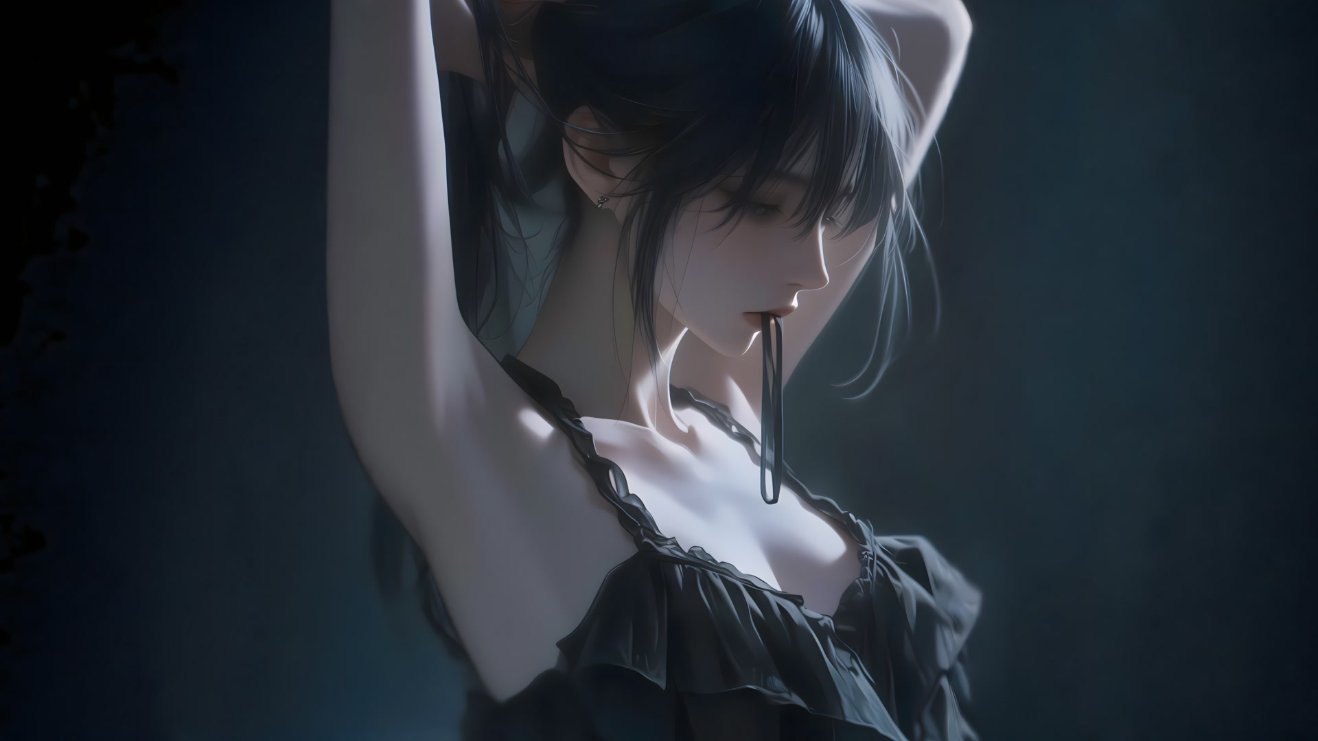 黑裙少女侧颜