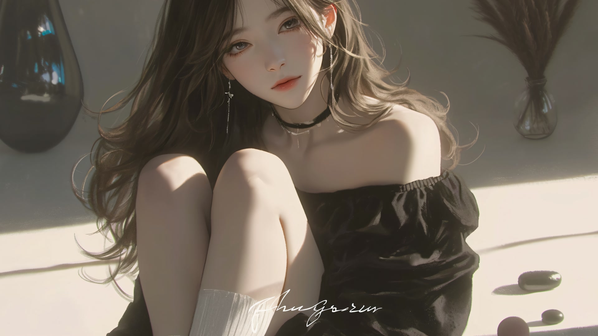 黑裙长发少女