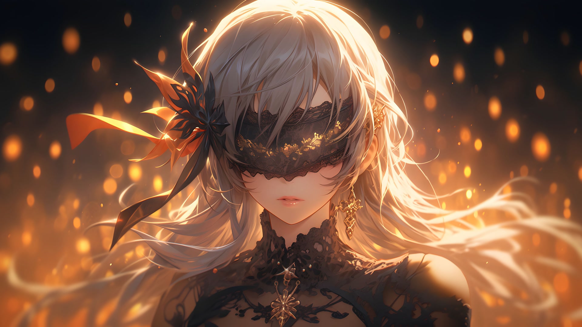 蕾丝眼罩少女