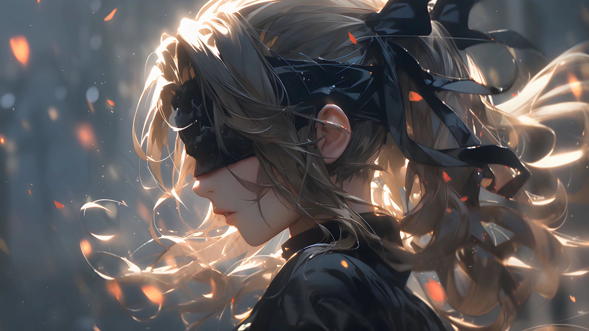 逆光侧颜少女
