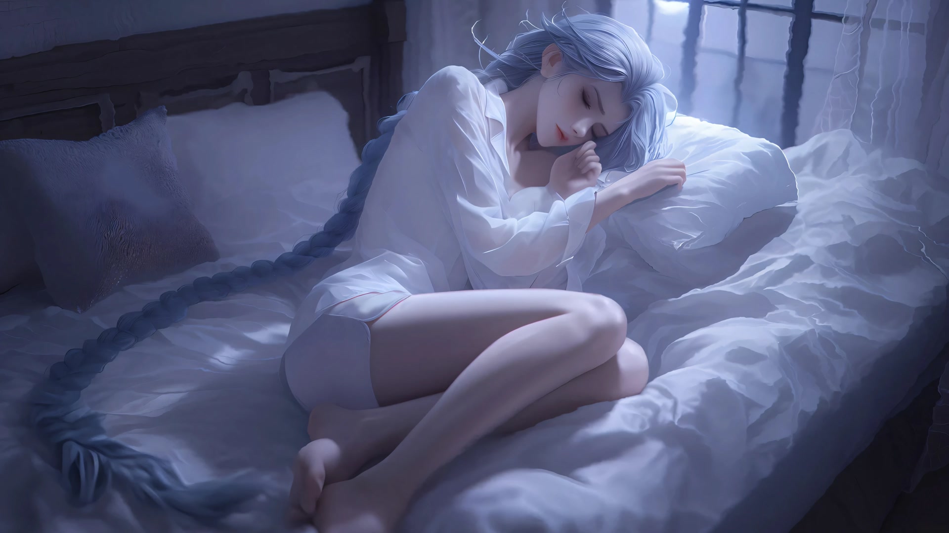 银发少女安睡