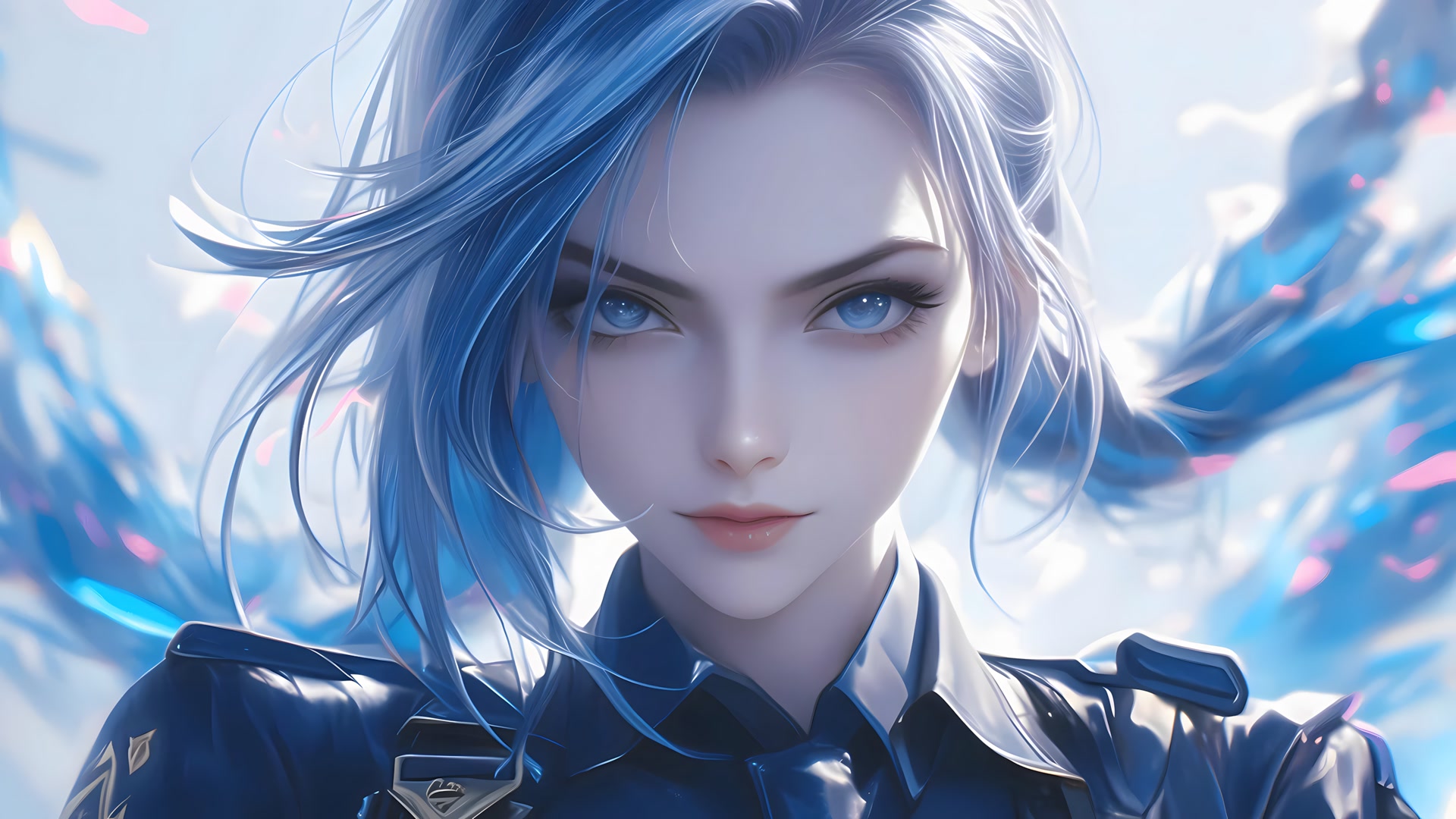 银发蓝眸少女