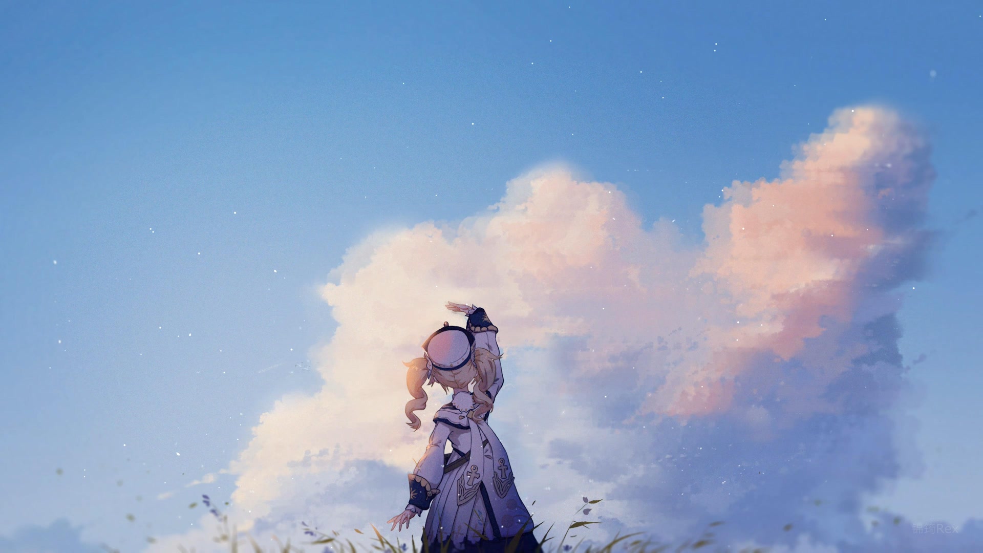 少女仰望蓝天