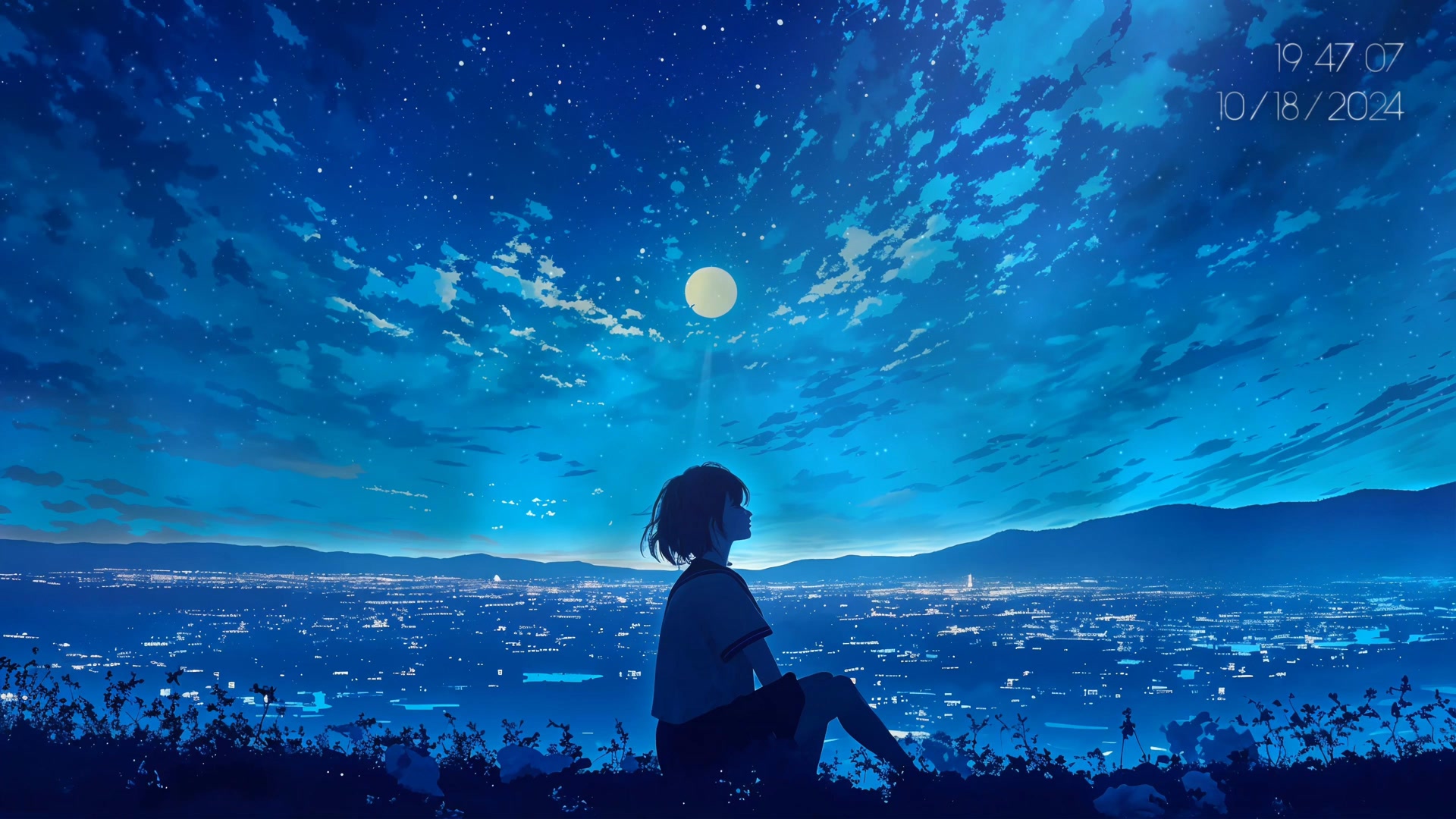 少女夜望星空