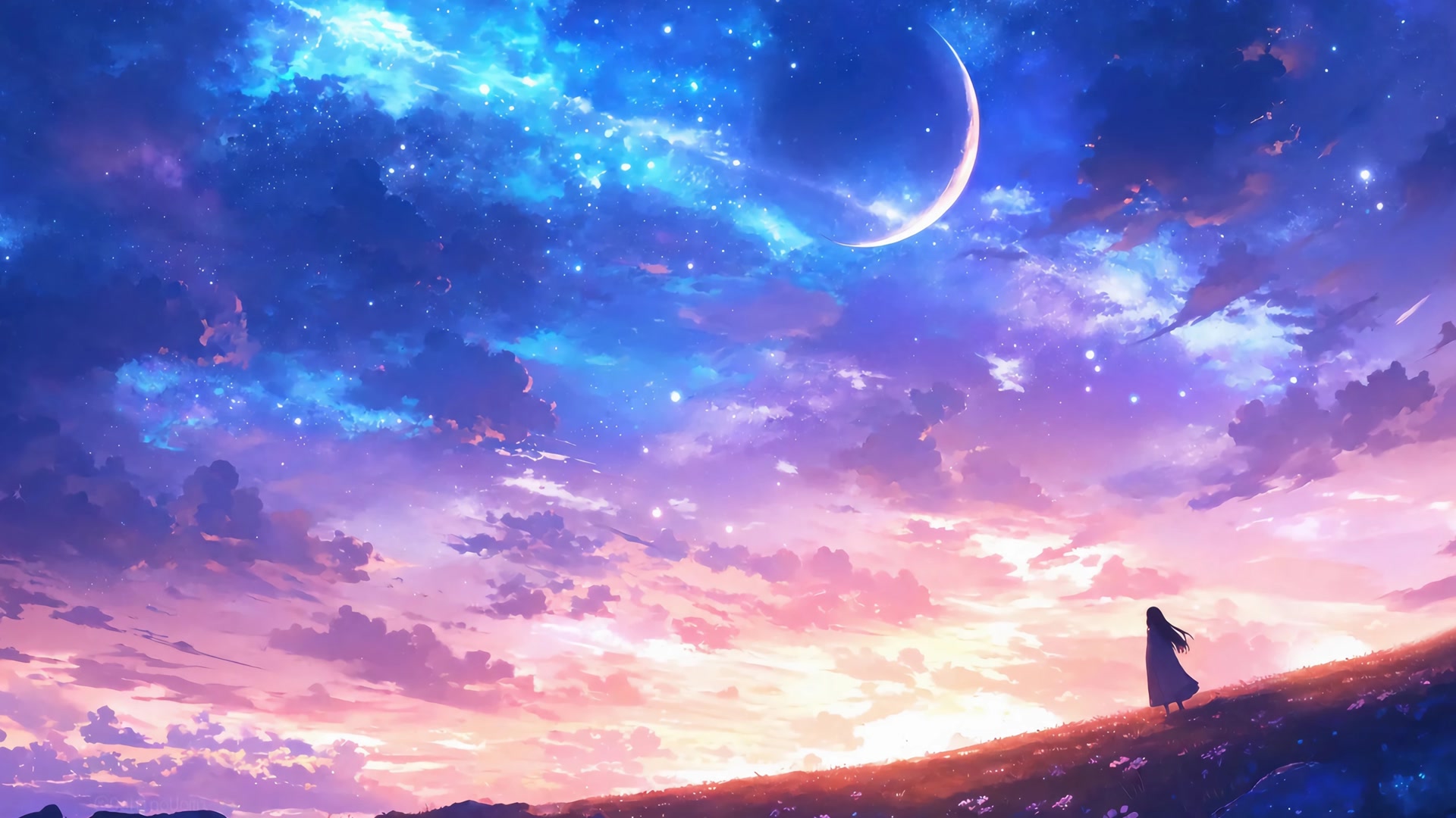 星空下的少女