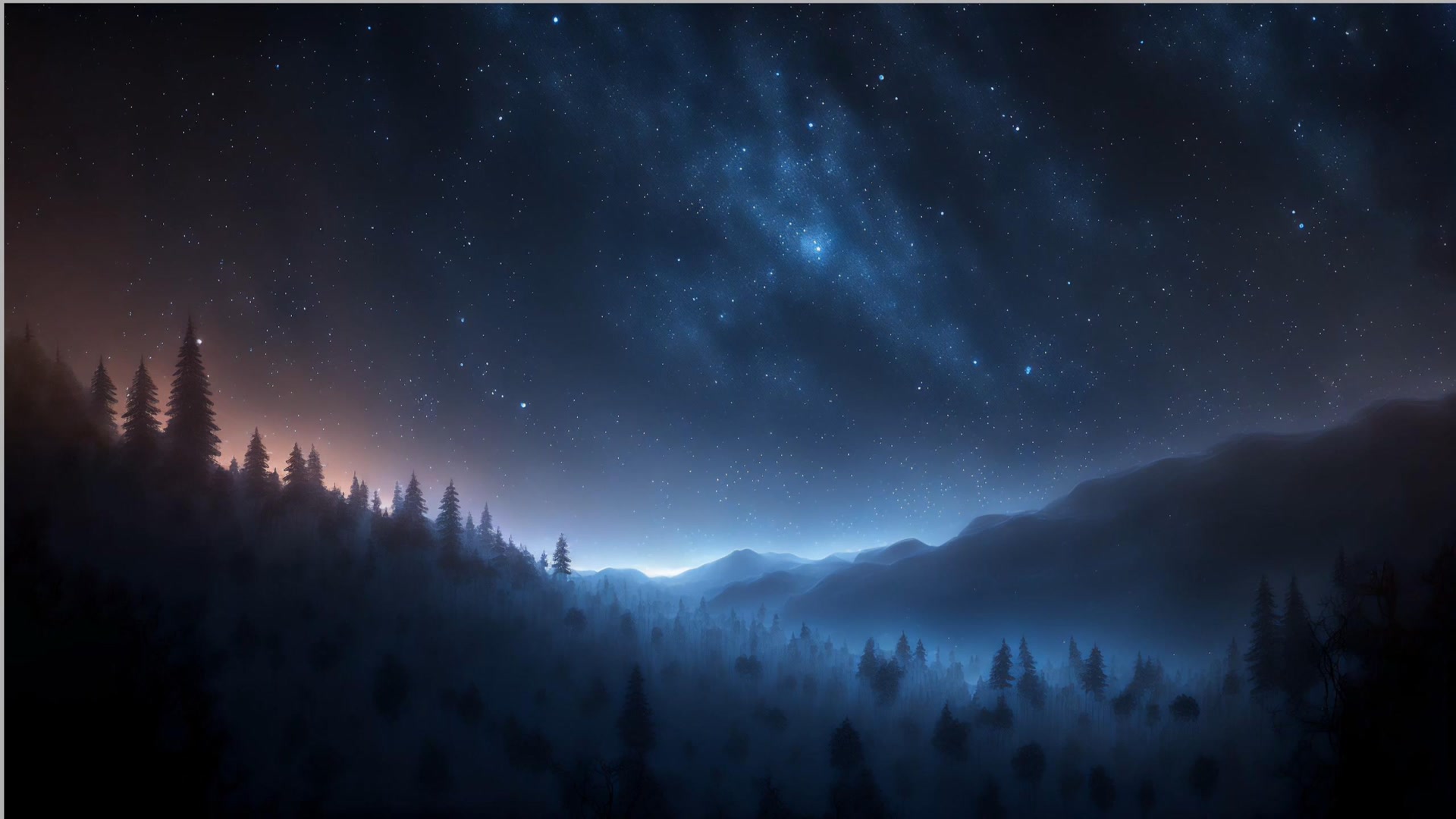星空山林夜景