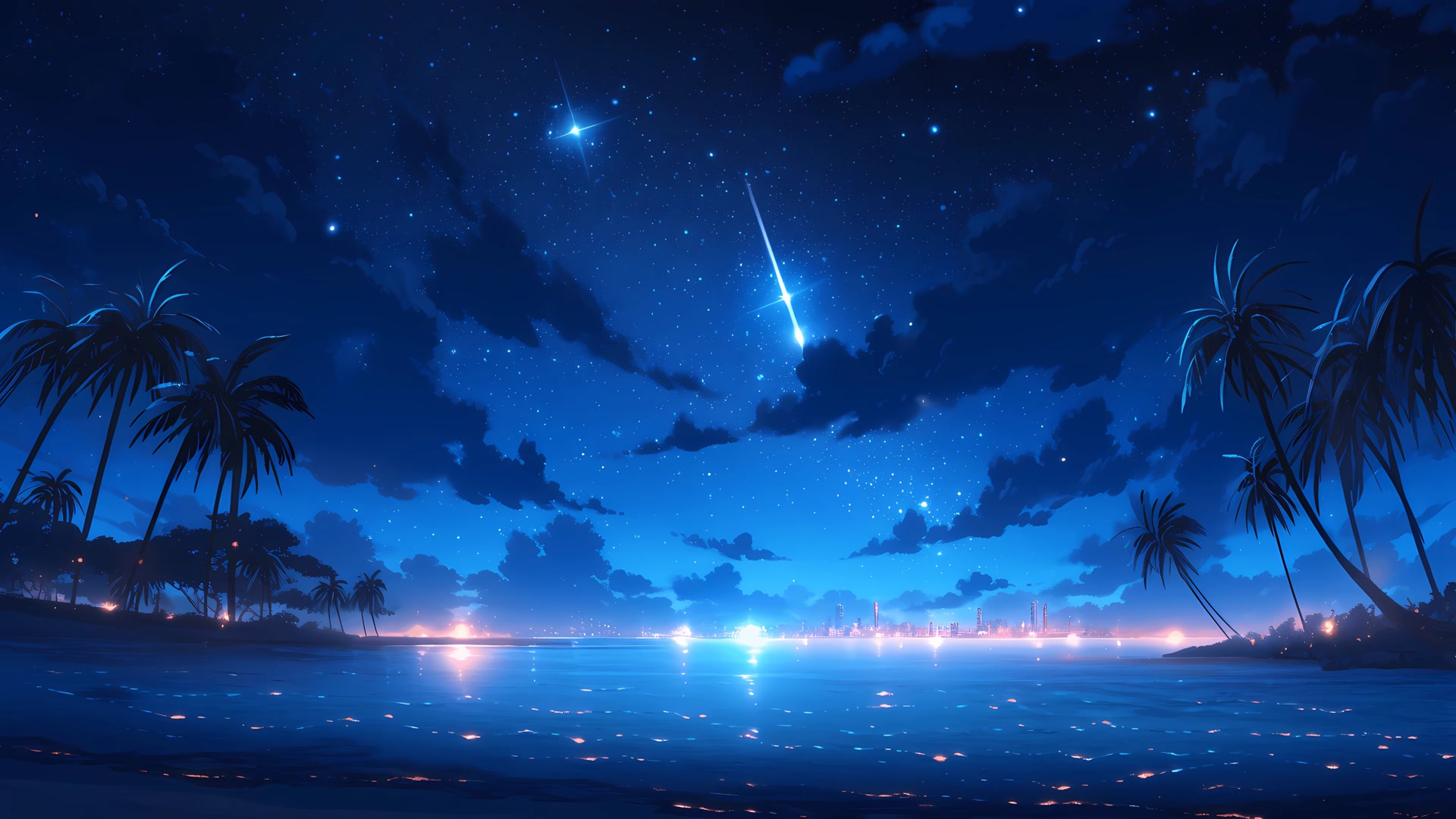 星空海滩夜景