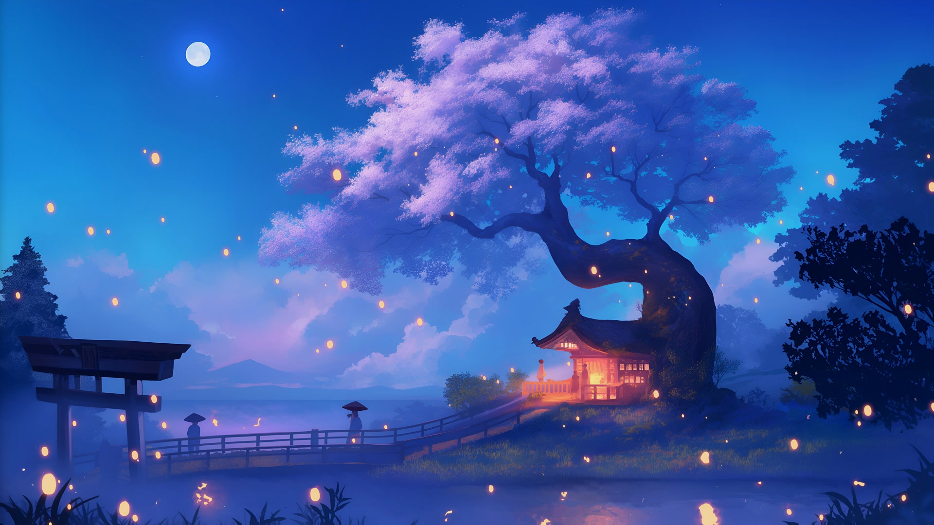月下樱花神社
