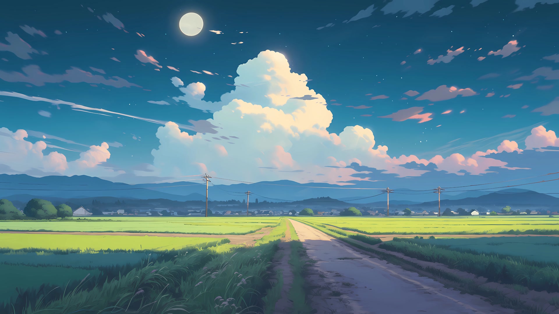 月夜田野风光
