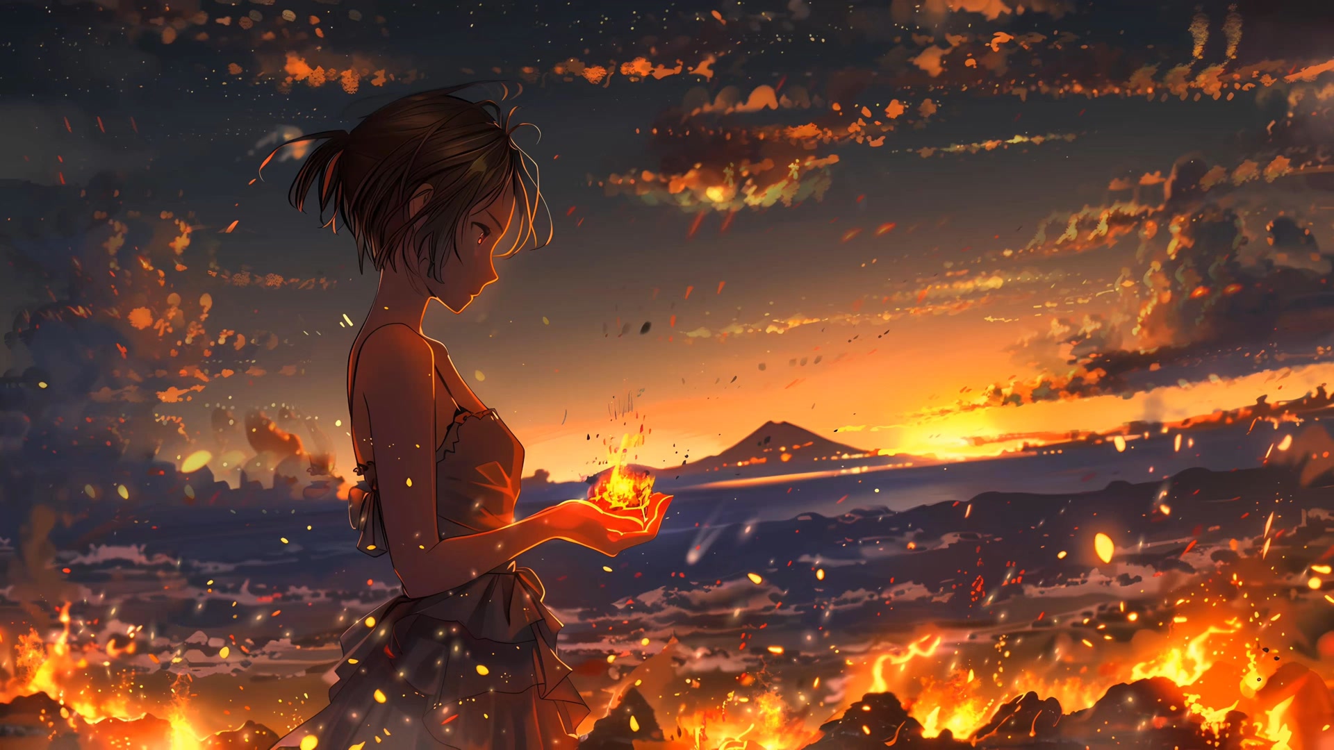海边少女捧火