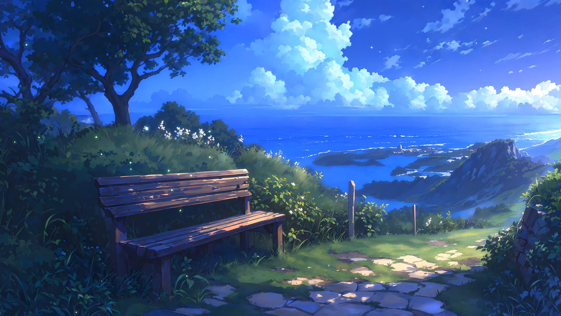 海边长椅风景