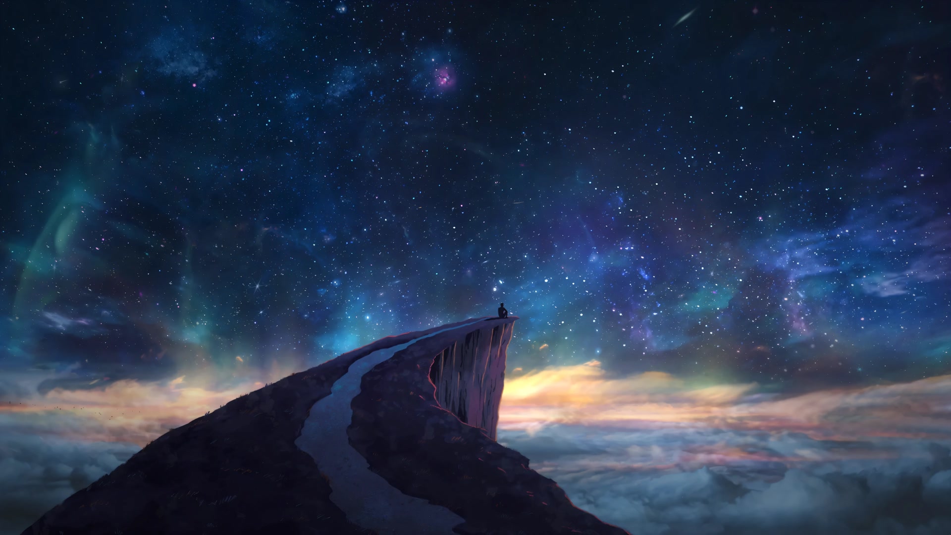 独坐悬崖观星