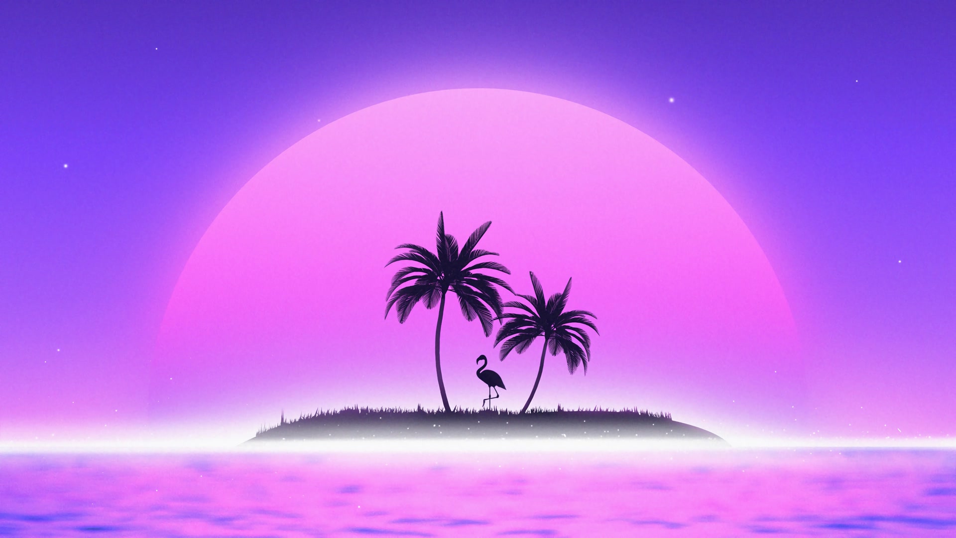 紫夜椰岛鹤影