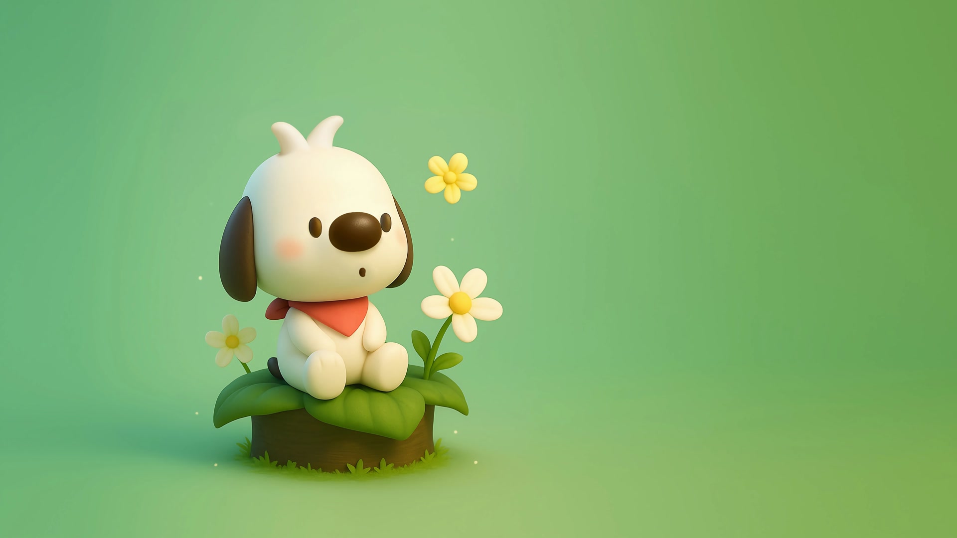 萌犬桩上赏花